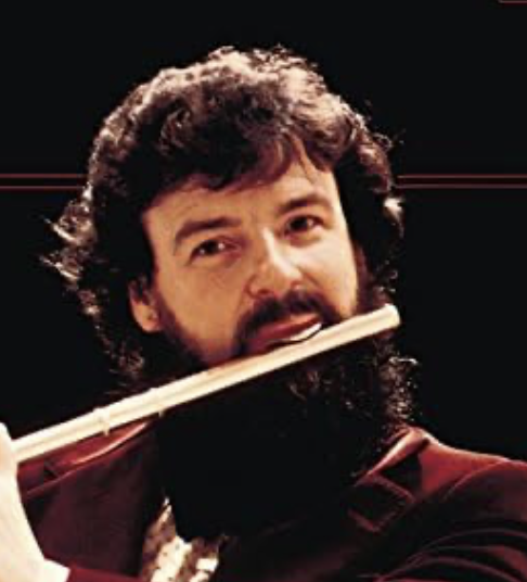 Flutist James Galway with a full beard, the visual inspiration for Rick Chasen